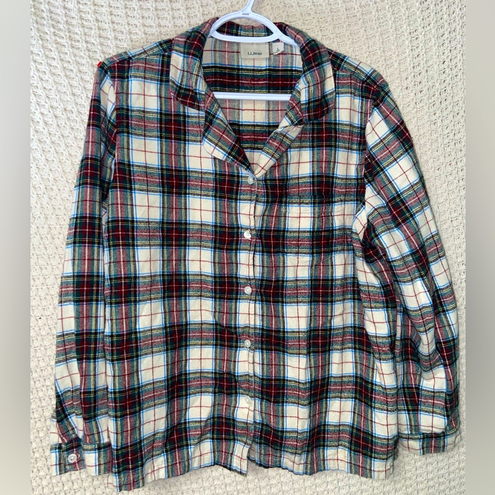 L.L. Bean Plaid Flannel Women’s Large Petite Top